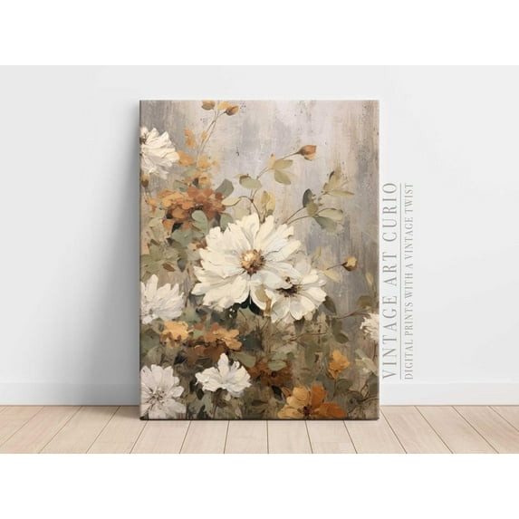 Neutral Floral, Rustic Farmhouse Wall Art Home Decor #2683, 24x36 UNFRAMED