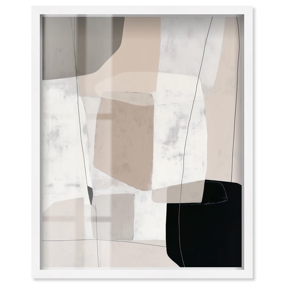 Neutral Forms I Shadowbox Print Modern Wall Decor by Art Remedy, White Frame, 16 x 20