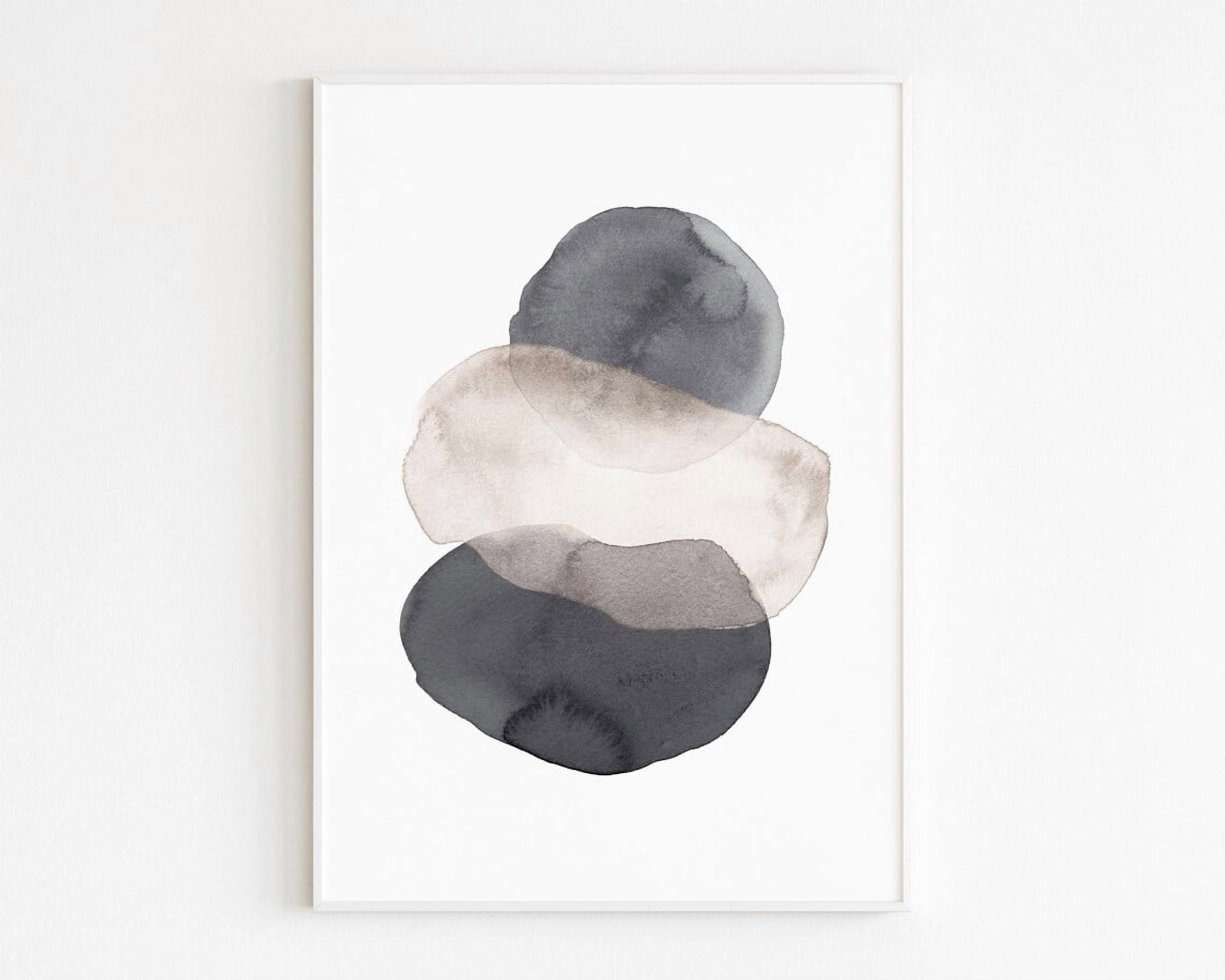 Neutral Geometric Abstract Poster, Beige And White, Midcentury Modern ...