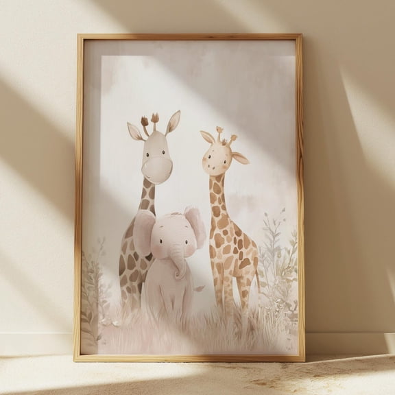 Neutral Giraffe Wall Art, Cute Animal Prints For Nursery Decor, Baby Room Wall, Cute Nursery Decor, Print Home Decor #1564, 16x24 UNFRAMED