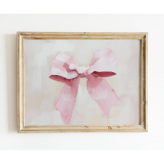 Neutral Girly Bow Wall Art, Pink Bow Poster, Coquette Beige Apartment Decor, From Original Artwork, 12x18 UNFRAMED