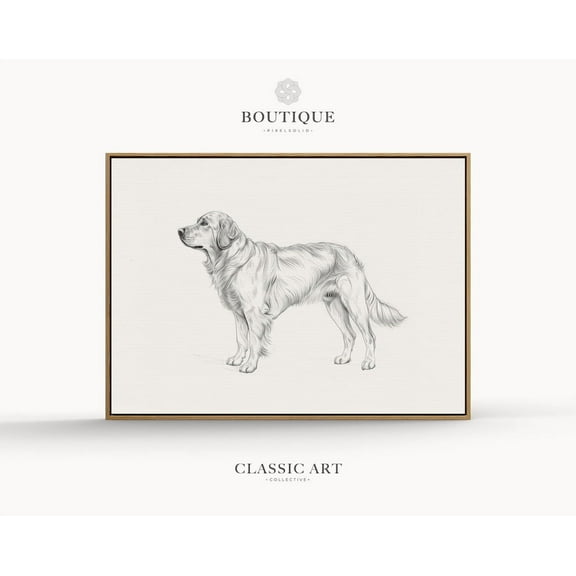 Neutral Golden Retriever Sketch Art, Dog Drawing Wall Art, Minimalist Pet Dog Print, Dog Art , Pet Lover Printable, No.314 ,Decor For Living Room Bedroom, 8x12 UNFRAMED