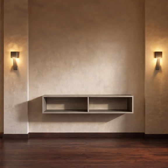 Neutral Gray 59-Inch Floating TV Stand, Wall-Mounted Particle Board Media Console with Open Storage Cable Management