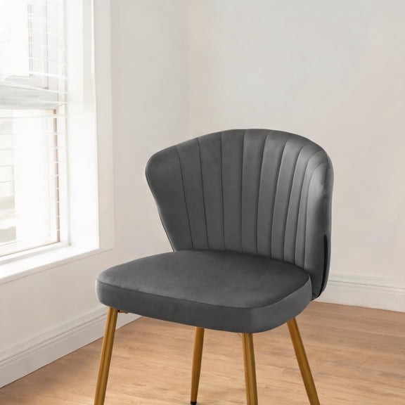 Neutral Gray Armless Accent Chair, Channel Tufted Upholstered Side Chair for Small Living Room and Bedroom