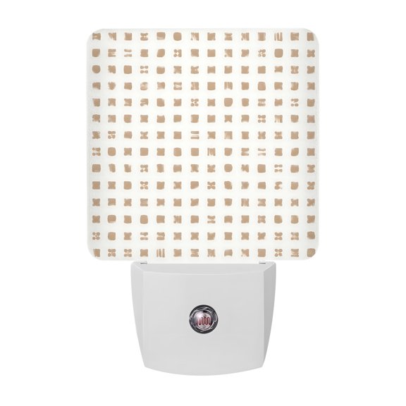 Neutral Grid Dots Night Lights, Modern Minimalist Brown Square Blocks Smart Auto Dusk to Dawn Sensor Nightlights Plug-in Nightlight for Bedroom Bathroom Living Room Kitchen Hallway