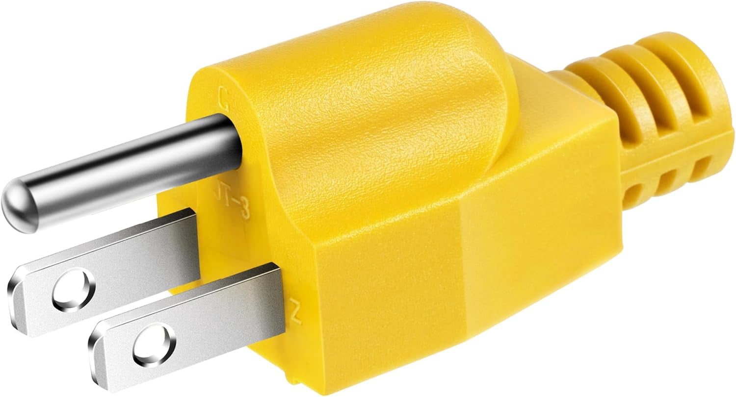 Neutral Ground Bonding Plug for Portable Inverter Generator, Grounding Plug Surge Protector Generator with Floating Neutral on RV, Motorhome, Camper for Open Ground Error(Yellow,1 Pack)