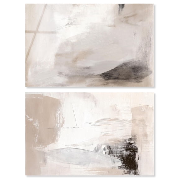 Neutral Harmony Abstract Duo Acrylic Print Boho Wall Decor by Art Remedy, Ready to Hang, 15 x 10