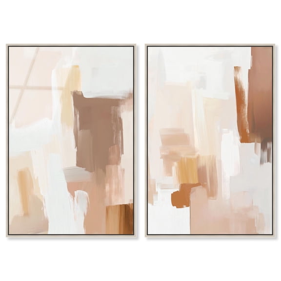 Neutral Harmony Modern Japandi Framed High-Gloss Acrylic Glass Wall Art Gold Set by Art Remedy, Silver Frame, 10 x 15