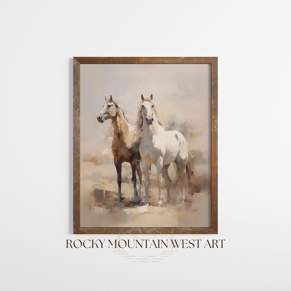 Neutral Horse Neutral Horse Wall Art Print Rustic Wild Horse Horse Print Farmhouse Home Decor Western Wall Art Rustic Wall Art Home Decor #235, Unframed Canvas Size 16x24