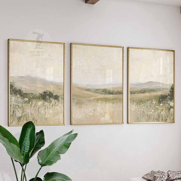 Neutral Landscape Prints Rustic Wall Art Autumn Lake Triptych Nature Earth Tone Set 3 Unframed Paper Print 20x30