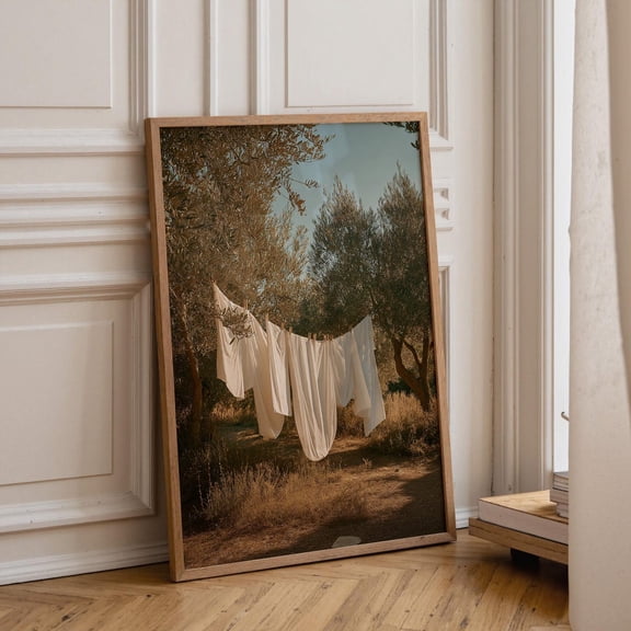 Neutral Laundry Room Mediterranean Olive Grove Decor Moody Linen Photography Rustic Farmhouse, Unframed Poster