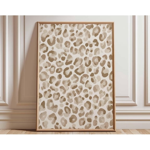 Neutral Leopard Beige Animal Pattern Wall Art Print, Unframed Paper Poster 16x20in