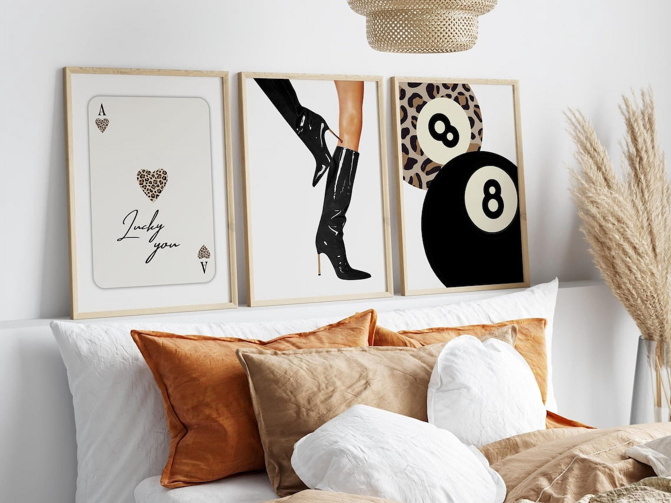 Neutral Leopard Cheetah Wall Art Prints Set Of 3, Lucky 8 Ball Decor ...