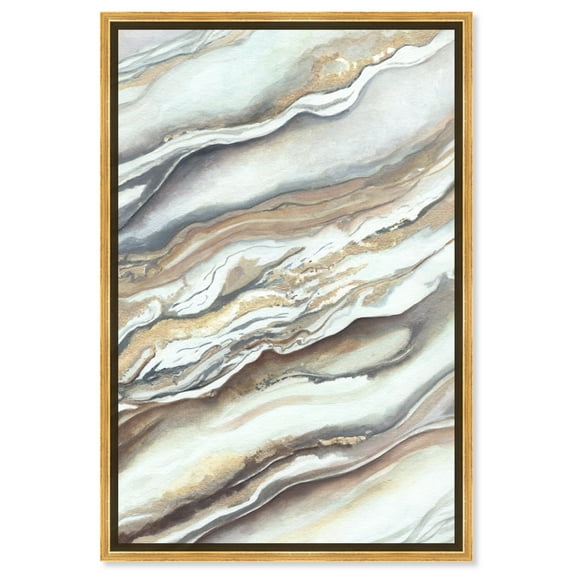 Neutral Lines I Boho Abstract Wall Art Canvas Wall Art by Art Remedy, Gold Floater Frame, 17.5" x 25.5"