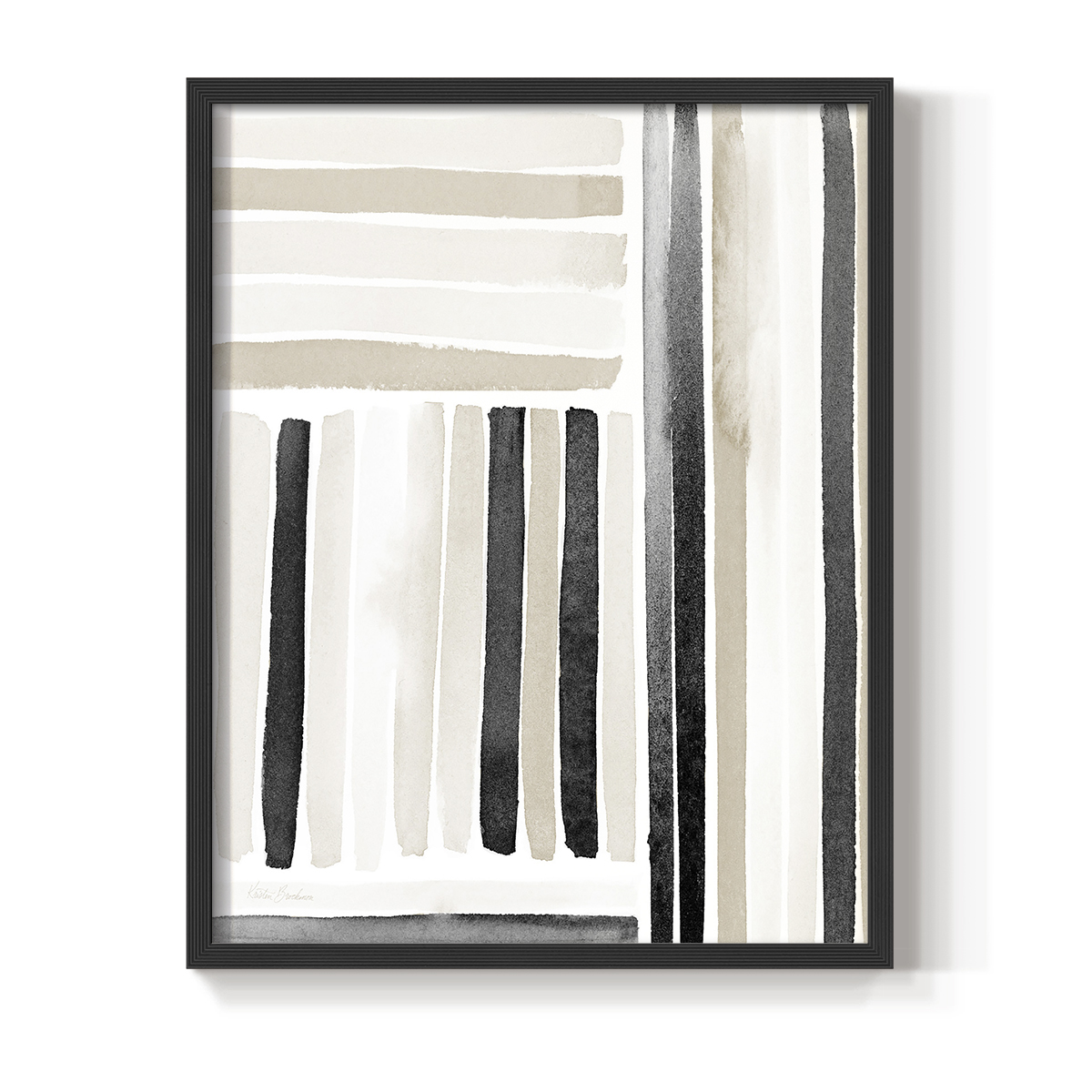 Neutral Lines I in Black Solid Wood 22 x 28 Framed Print