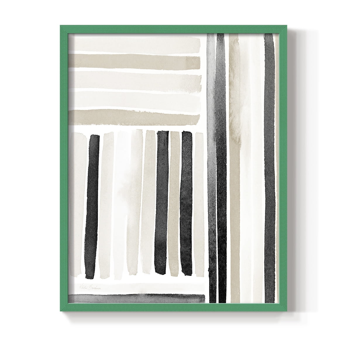 Neutral Lines I in Green Solid Wood 11 x 14 Framed Print