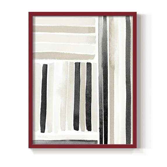 Neutral Lines I in Red Solid Wood 11 x 14 Framed Print