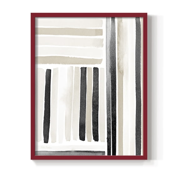 Neutral Lines I in Red Solid Wood 8 x 10 Framed Print