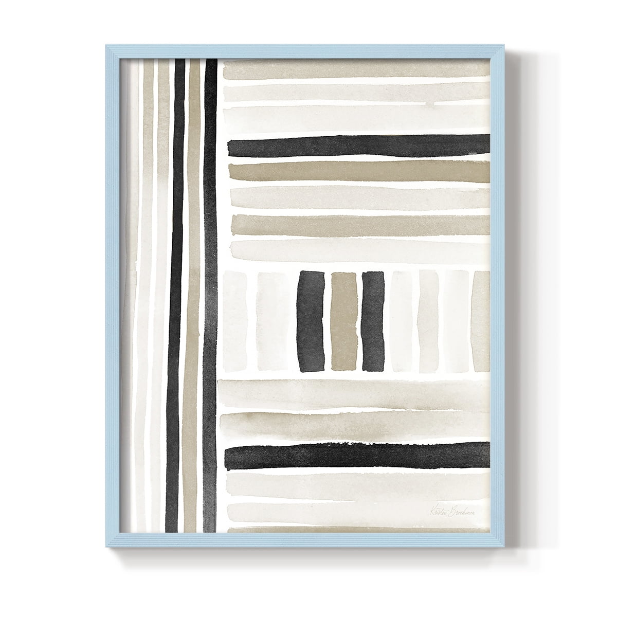 Neutral Lines II in Blue Solid Wood 11 x 14 Framed Print