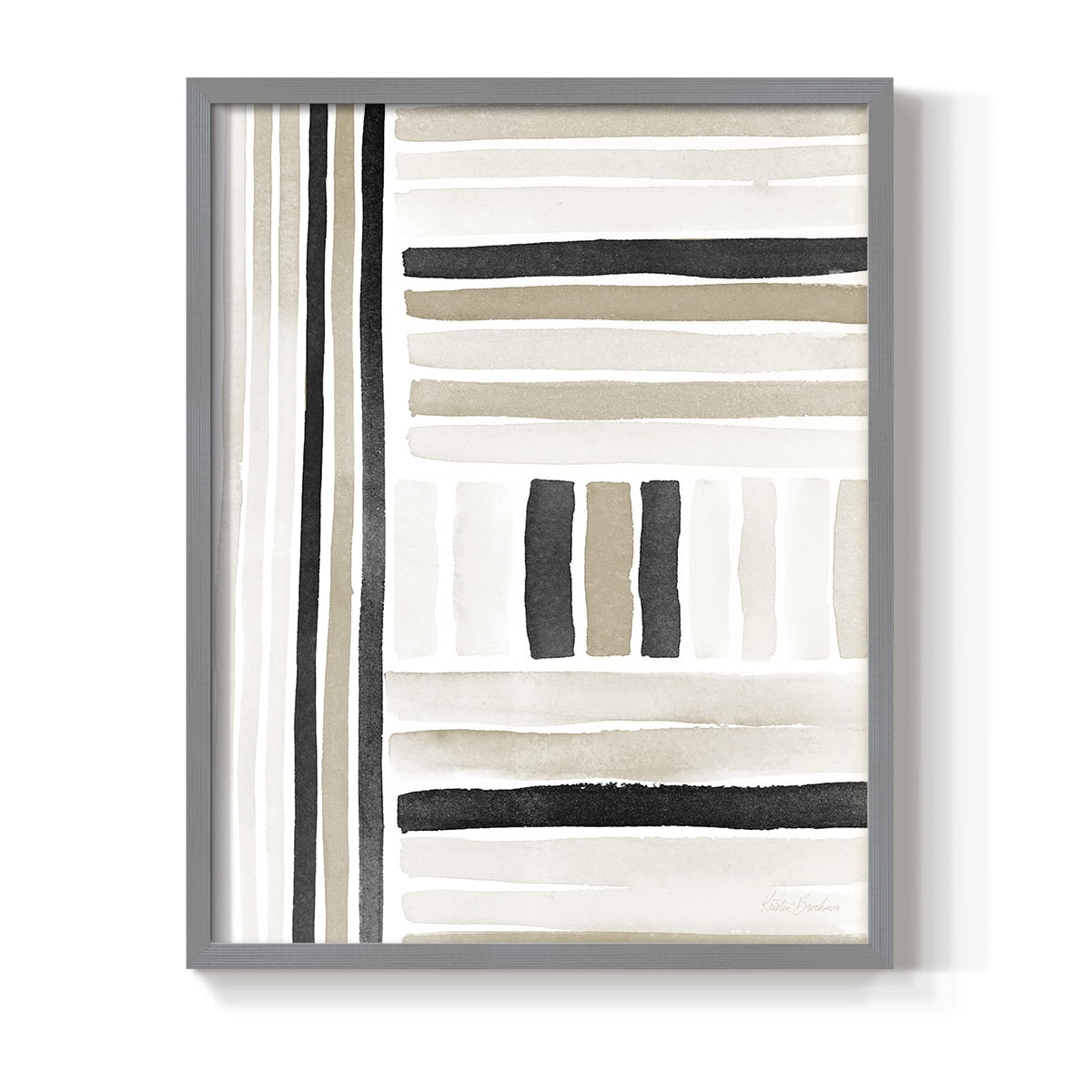Neutral Lines II in Gray Solid Wood 22 x 28 Framed Print