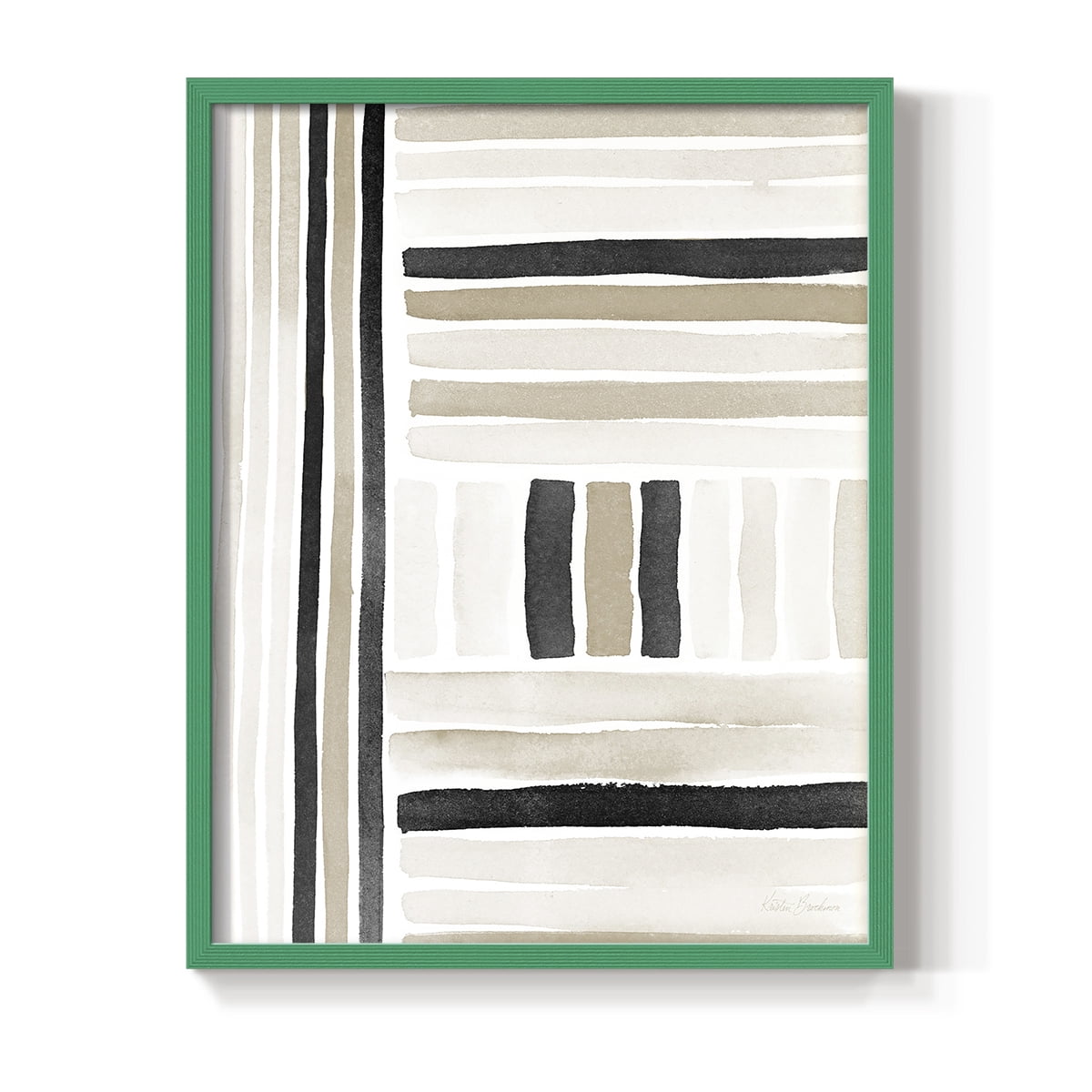 Neutral Lines II in Green Solid Wood 11 x 14 Framed Print