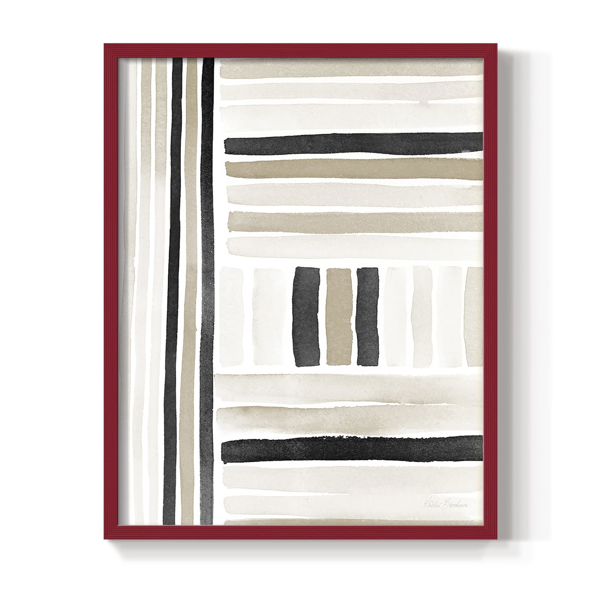 Neutral Lines II in Red Solid Wood 11 x 14 Framed Print