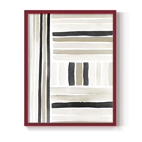 Neutral Lines II in Red Solid Wood 11 x 14 Framed Print