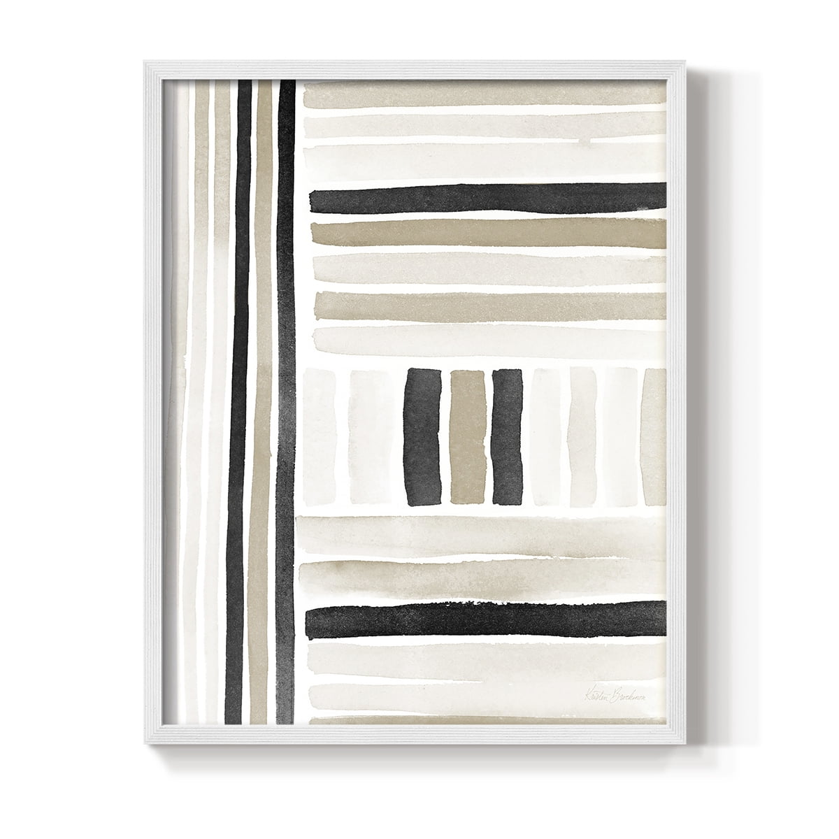 Neutral Lines II in White Solid Wood 8 x 10 Framed Print