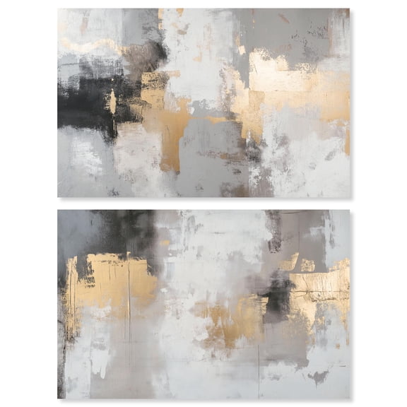 Neutral Luxe Abstract Duo Canvas Print Boho Wall Decor by Art Remedy, Gallery Wrapped, 15 x 10