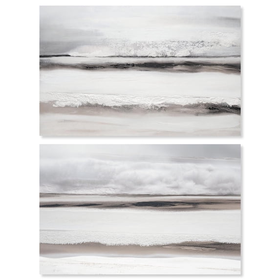 Neutral Luxe Abstract Pair Canvas Print Boho Wall Decor by Art Remedy, Gallery Wrapped, 24 x 16
