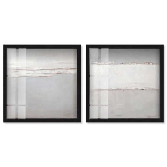 Neutral Luxe Abstracts 2 Panel Set Shadowbox Print Abstract Wall Art by Art Remedy, Black Frame, 13 x 13