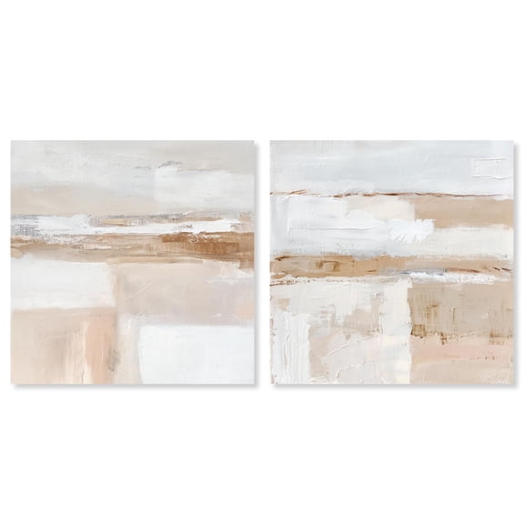 Neutral Luxe Harmony 2 Panel Set Canvas Print Abstract Wall Art by Art Remedy, Gallery Wrapped, 24 x 24