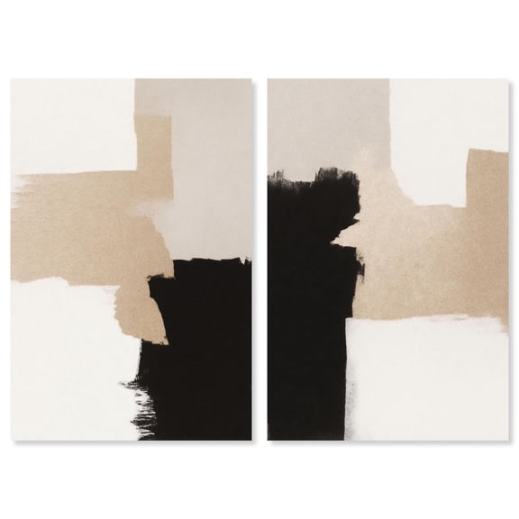 Neutral Luxe Harmony 2 Panel Set Canvas Print Boho Wall Art by Art Remedy, Gallery Wrapped, 24 x 36