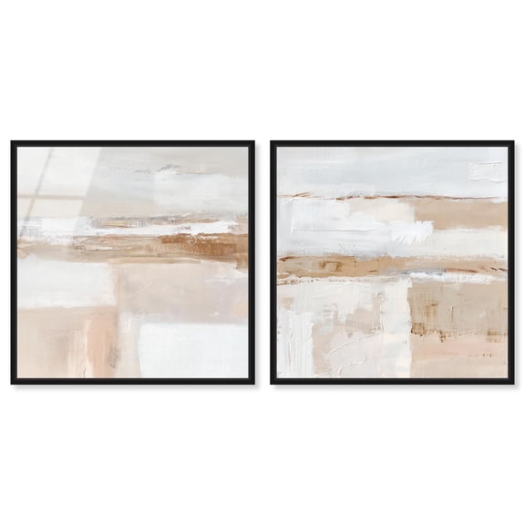 Neutral Luxe Harmony Framed High-Gloss Acrylic Glass Wall Art Abstract Wall Art Set by Art Remedy, Black Frame, 12 x 12