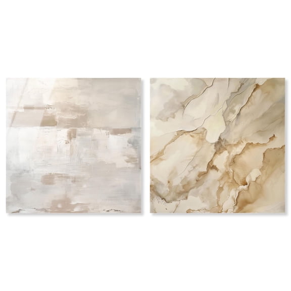 Neutral Luxe Harmony Set Acrylic Boho Wall Decor by Art Remedy, Ready to Hang, 12 x 12