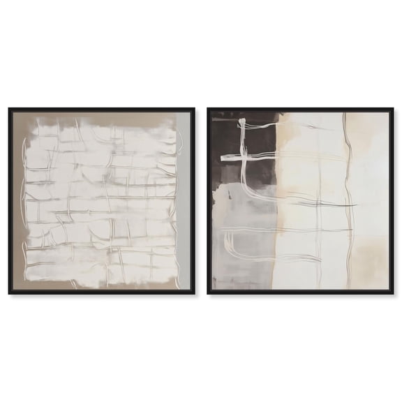 Neutral Luxe Harmony Set Canvas Boho Wall Decor by Art Remedy, Black Frame, 12 x 12