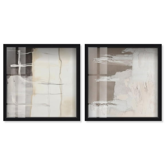 Neutral Luxe Harmony Set Shadowbox Boho Wall Decor by Art Remedy, Black Frame, 12 x 12