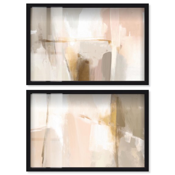 Neutral Luxe Living Duo Shadowbox Print Boho Wall Decor by Art Remedy, Black Frame, 15 x 10