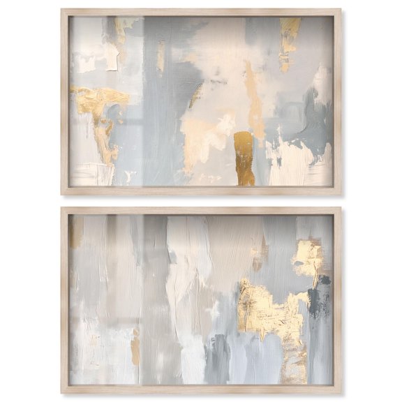 Neutral Luxe Living Duo Shadowbox Print Boho Wall Decor by Art Remedy, Blonde Frame, 15 x 10