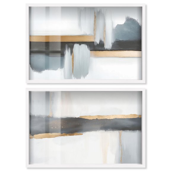 Neutral Luxe Living Room Set Shadowbox Print Boho Wall Decor by Art Remedy, White Frame, 15 x 10
