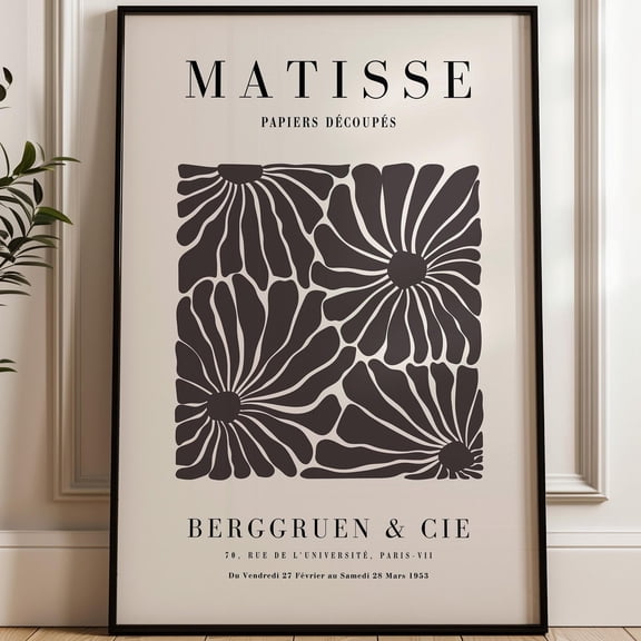 Neutral Matisse Flower Print Wall Art - Botanical Wall Art - Large Wall Art - Mid Century Modern - Neutral Wall Art Wall Art, Modern Wall Decor, 8x12 UNFRAMED