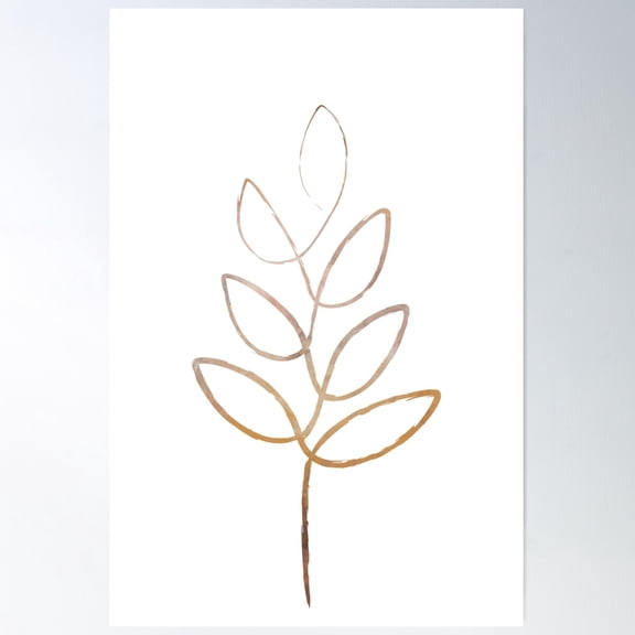 Neutral Minimalist One Line Art, Abstract Golden Branch Poster Wall Art, Modern Wall Decor For Living Room Bedroom, 8x12 UNFRAMED
