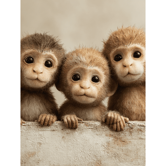 Neutral Monkey Canvas Set Gender Neutral Kids Bedroom Wall Decor Pictures