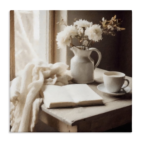 Stupell Industries Neutral Morning Coffee Journaling Canvas Wall Art, design by Riley B
