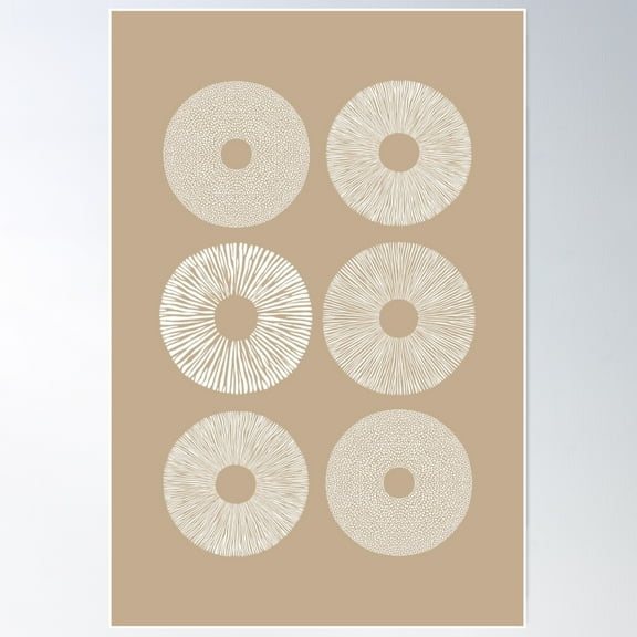 Neutral Mushroom Spore Print Poster Wall Art, Modern Wall Decor For Living Room Bedroom, 8x12 UNFRAMED