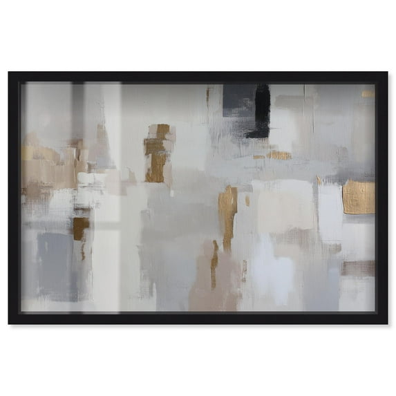 Neutral Nexus III Shadowbox Print Abstract Decor by Art Remedy, Black Frame, 36 x 24