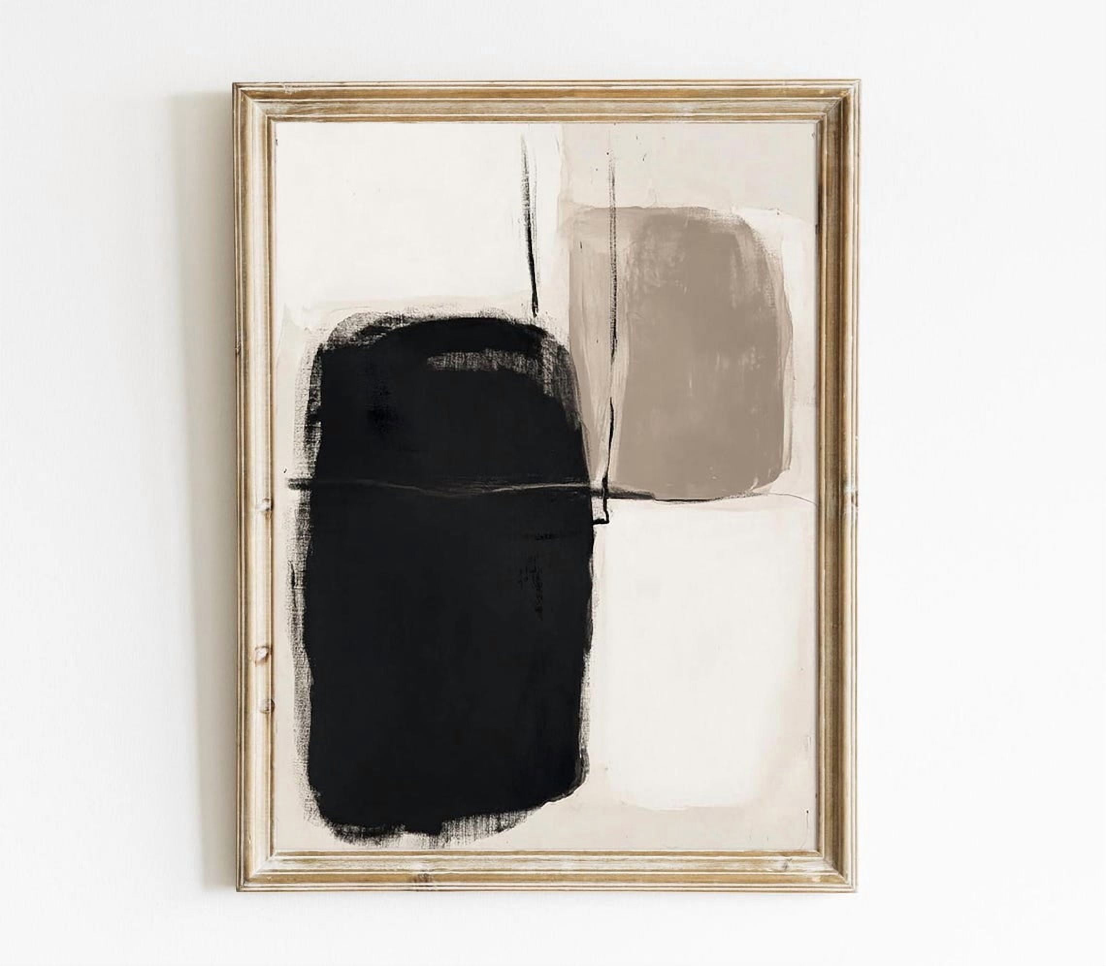 Printable Sign Photo Neutral Nordic Abstract Wall Art Print, Contemporary Beige And Black ...