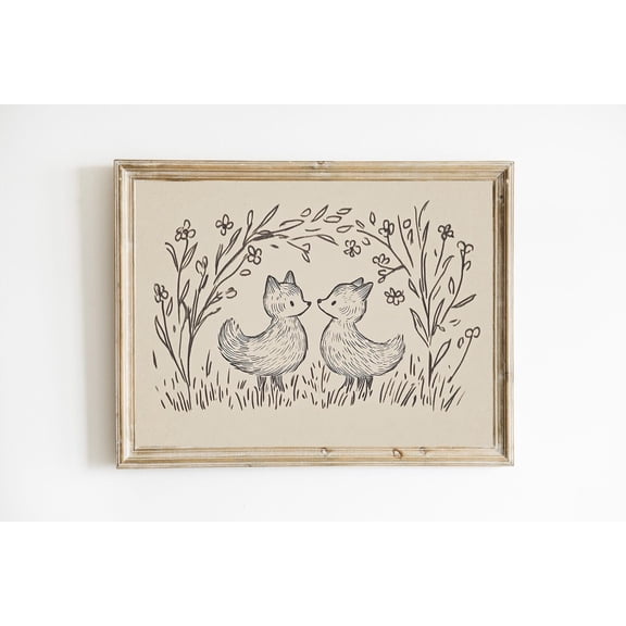Neutral Nursery Fox Art Neutral Cottagecore Nursery Wall Decor Poster Country Room Wall Art Poster E717, Unframed Poster Size 16x24 F03.1.18l474