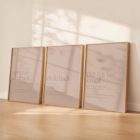 Neutral Office Wall Art Dictionary Minimalist Coworker Office Decor Soft Beige, Poster Only