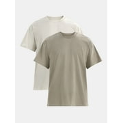 No Boundaries Flat Grey Basic Crewneck Undershirts with Short Sleeves, 2-Pack, Men's
